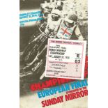SPEEDWAY - 1974 EUROPEAN FINAL @ WEMBLEY PROGRAMME & TICKET