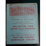 1909-10 ASTON VILLA v BURY + ASTON VILLA RESERVES V WELLINGTON TOWN