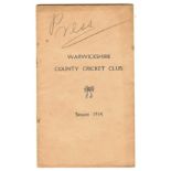 CRICKET - WARWICKSHIRE C.C.C. ANNUAL REPORT 1914