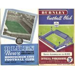 1959/60 BURNLEY (CHAMPIONS) V BIRMINGHAM CITY HOME & AWAY