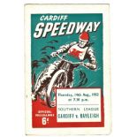 SPEEDWAY - CARDIFF V RAYLEIGH 14TH AUGUST 1952