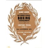 BOXING - WEMBLEY PROGRAMME 12/11/74 INCLUDES BUGNER V ELLIS