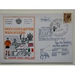 1972 WOLVES V JUVENTUS POSTAL COVER AUTOGRAPHED BY JIM McCALLIOG