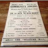 RUGBY UNION - 1932 WALES V IRELAND SONGSHEET