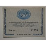 1968 OLYMPICS LOTTERY TICKET