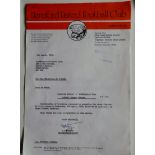 1987 ORIGINAL LETTER AND REPLY FROM HEREFORD TO NORTHAMPTON TOWN