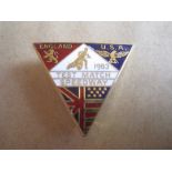 SPEEDWAY - ENGLAND V U.S.A. 1983 GILT BADGE