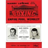 BOXING - JACK BODELL V JERRY QUARRY PROGRAMME 16/11/71 @ WEMBLEY