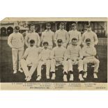 CRICKET - WARWICKSHIRE C.C.C. TEAM POSTCARD CIRCA 1906