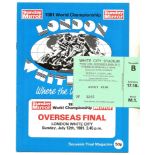 SPEEDWAY - 1981 OVERSEAS FINAL @ WHITE CITY PROGRAMME & TICKET