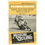 MOTOR CYCLE RACING - BRANDS HATCH PROGRAMME 21/06/1953