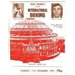 BOXING - ROYAL ALBERT HALL PROGRAMME 11/12/73