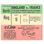 RUGBY UNION - 1973 ENGLAND V FRANCE TICKET