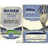 BIRMINGHAM CITY V WEST BROMWICH W.B.A. 1955-56 HOME AND AWAY