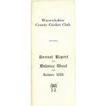 CRICKET - WARWICKSHIRE C.C.C. ANNUAL REPORT 1925