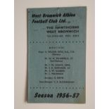 WEST BROMWICH ALBION OFFICIAL FIXTURE LIST 1956-57