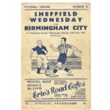 1947/48 SHEFFIELD WEDNESDAY V BIRMINGHAM CITY