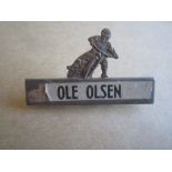 SPEEDWAY - OLE OLSEN VINTAGE GILT BADGE