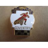 SPEEDWAY - 1983 BRITISH FINAL @ COVENTRY GILT BADGE