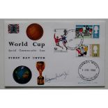 1966 OFFICIAL WORLD CUP FIRST DAY COVER AUTOGRAPHED BY BOBBY MOORE