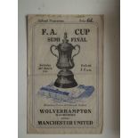 1948 49 FA CUP S/F WOLVES V MANCHESTER UNITED AT SHEFFIELD WEDNESDAY GROUND HILLSBOROUGH