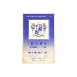 BURY V BIRMINGHAM CITY 1953-54