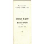 CRICKET - WARWICKSHIRE C.C.C. ANNUAL REPORT 1943