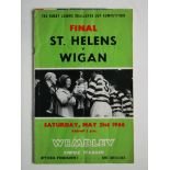 RUGBY LEAGUE - CHALLENGE CUP FINAL 1966 ST HELENS V WIGAN PROGRAMME, TICKET & SONG SHEET