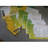 NORWICH CITY - COLLECTION OF OFFICIAL TEAM SHEETS X 30+