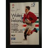 RUGBY UNION - 1997 WALES V IRELAND PROGRAMME & TICKET