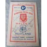 WALES V SCOTLAND 1952 SIGNED PROGRAMME