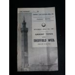1957 GRIMSBY TOWN V SHEFFIELD WEDNESDAY - FRIENDLY