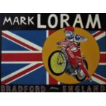 SPEEDWAY - MARK LORAM BRADFORD & ENGLAND HAND PAINTED SIGNED LARGE BOARD