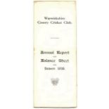 CRICKET - WARWICKSHIRE C.C.C. ANNUAL REPORT 1928