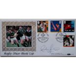 1991 RUGBY UNION WORLD CUP POSTAL COVER AUTOGRAPHED BY ANDY IRVINE