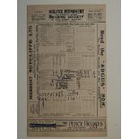 CRICKET - 1926 YORKSHIRE V LANCASHIRE SCORECARD AT BRADFORD PARK AVENUE