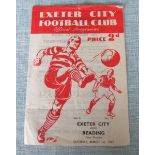 EXETER CITY V READING 1946-47 - FULLY SIGNED BY THE READING TEAM