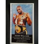 BOXING - DANNY WILLIAMS AUTOGRAPHED PROMOTIONAL CARD