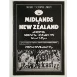 RUGBY UNION - 1979 MIDLANDS V NEW ZEALAND AT LEICESTER PROGRAMME & TICKET