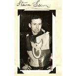 SPEEDWAY - STEVE ISON HARRINGAY (KILLED 1948) ORIGINAL PRESS PHOTOGRAPH WITH SIGNATURE