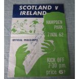 SCOTLAND V IRELAND 1962 SIGNED ERIC CALDOW