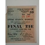 1950 FA CUP FINAL ARSENAL V LIVERPOOL TICKET