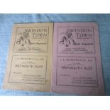 SWINDON TOWN FA CUP PROGRAMMES 1947-48 X 2