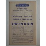 1949 SWINDON TOWN V READING BRITISH RAIL HANDBILL