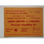 1967 FA CUP S/F TICKET - LEEDS V CHELSEA AT VILLA PARK