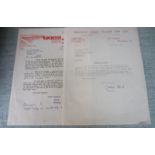 MANCHESTER UNITED OFFICIAL LETTERS FROM 1960'S X 2