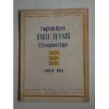 TABLE TENNIS - 1950 ENGLISH OPEN CHAMPIONSHIPS PROGRAMME