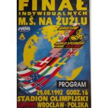 SPEEDWAY - 1992 WORLD FINALS IN POLAND PROGRAMME & TICKET