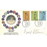 CRICKET - 1873 - 1973 OFFICIAL MEDALLIC FDC SIGNED BY BASIL D'OLIVEIRA