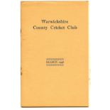 CRICKET - WARWICKSHIRE C.C.C. ANNUAL REPORT 1936